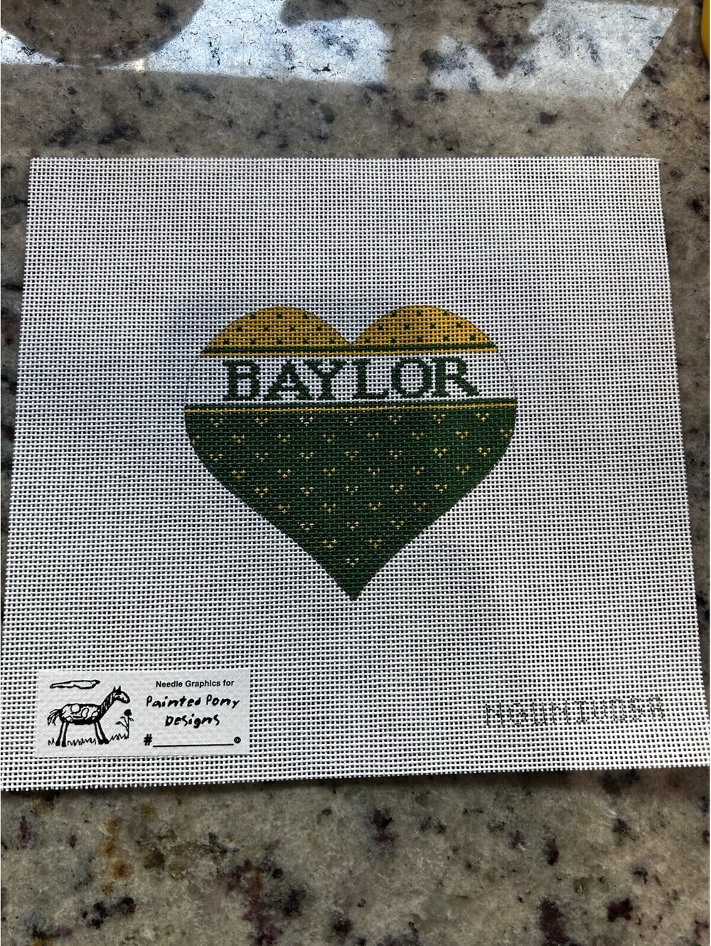 Baylor University Handpainted Needlepoint Heart